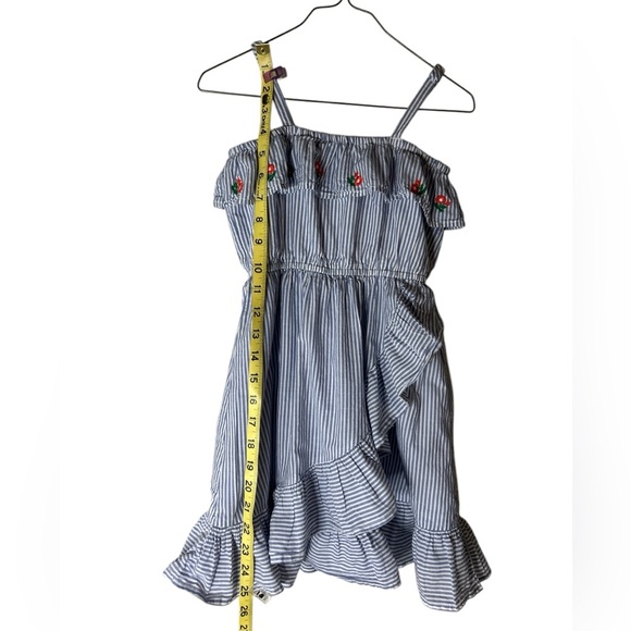 Jamie and Jack Striped Blue Kids Dress with Floral Embroidery - Picture 6 of 6